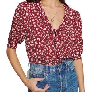 Reformation Joelle Tie Neck Button-Up Blouse | Large